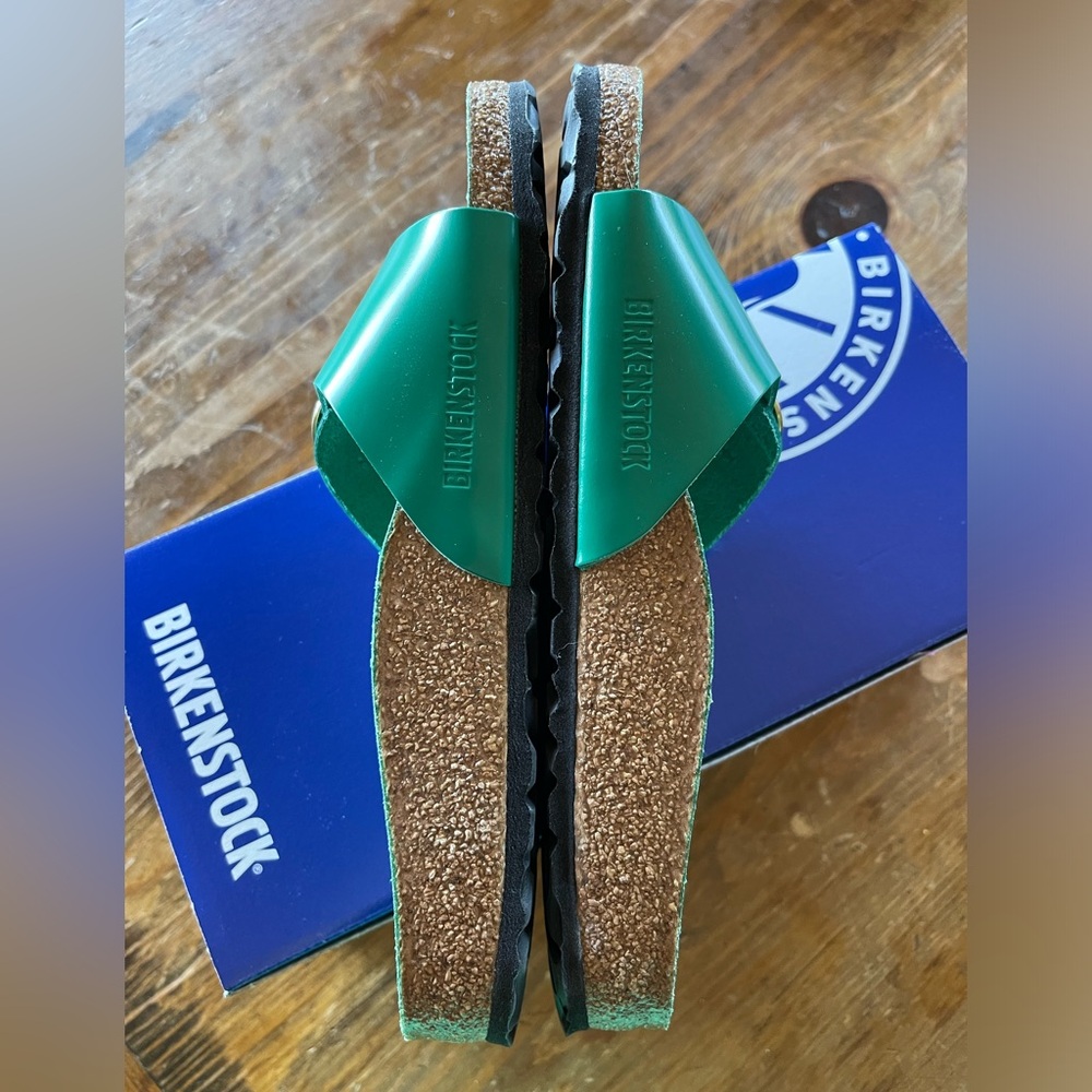 Birkenstock Green Sandals with Gold Buckles - Picture 6 of 8